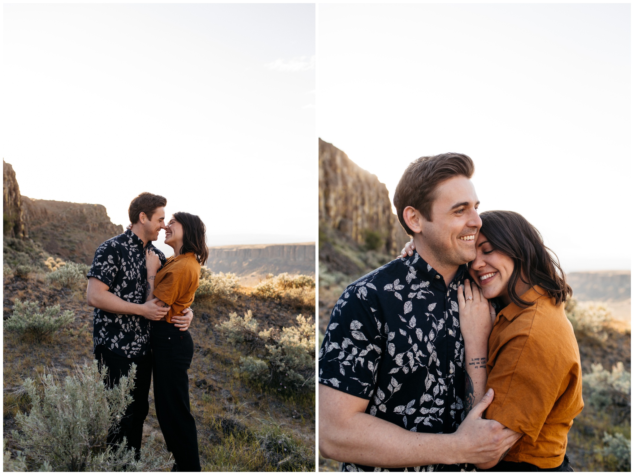 Intimate natural engagement session at Vantage Washington along the Columbia River with Brittney Hyatt Photography 
